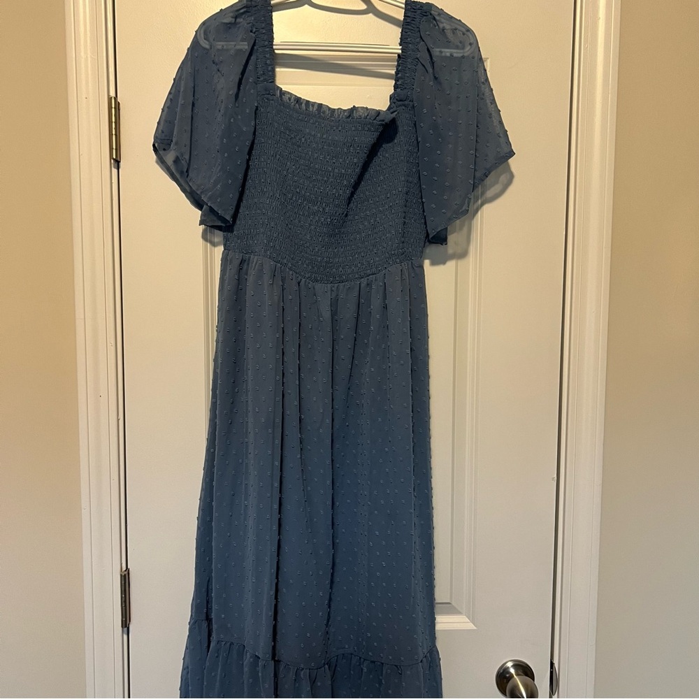 Elegant Blue Women's Midi Dress